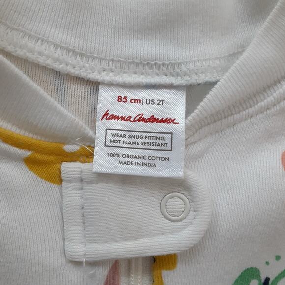 Hanna Andersson Toddler 2T Long Sleeve Sleeper Butterfly Zip Up Organic Cotton - Picture 4 of 5